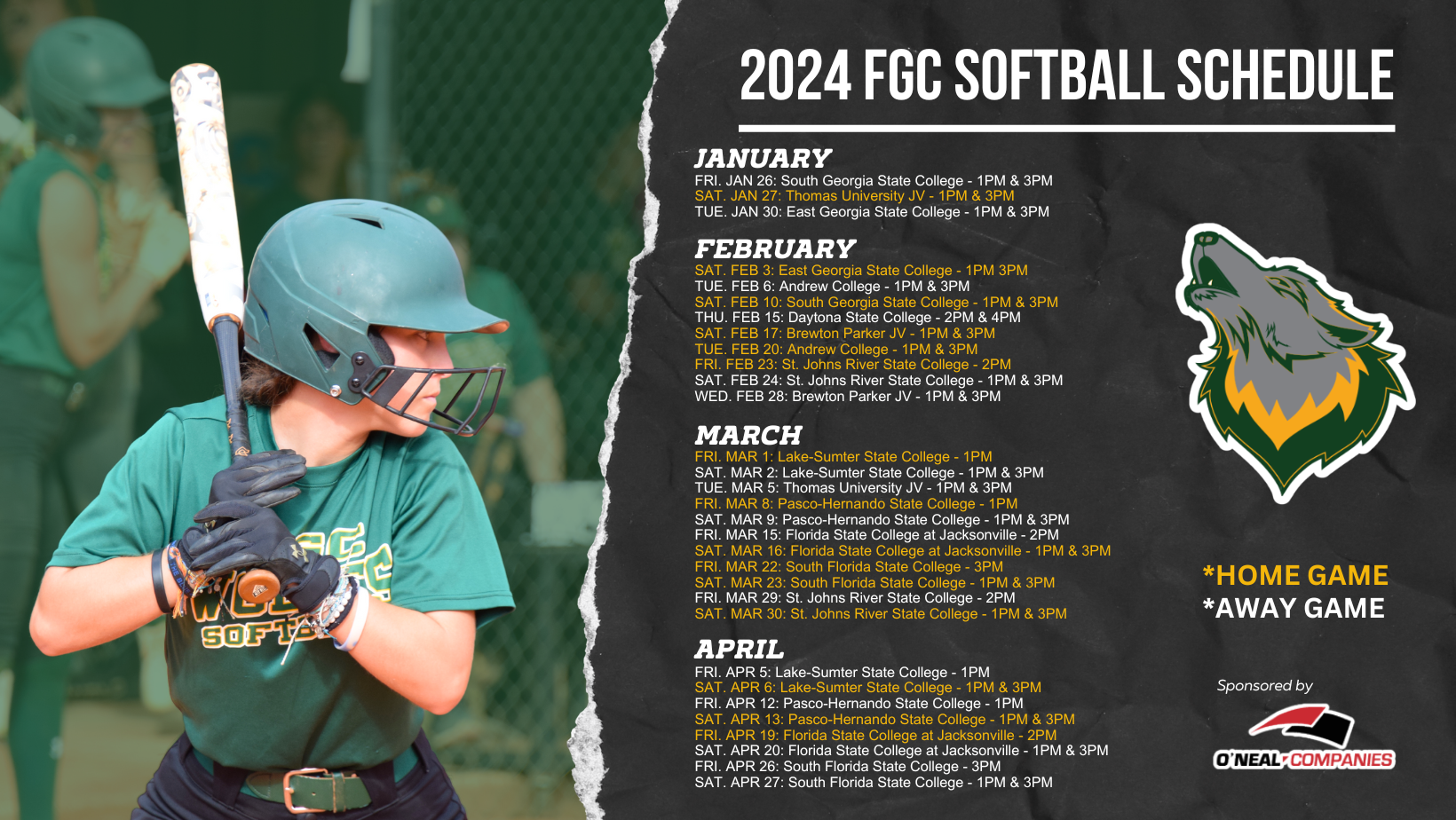 FGC Softball 2024 Schedule